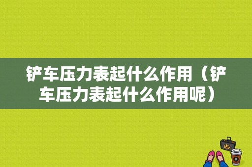 铲车压力表起什么作用（铲车压力表起什么作用呢）